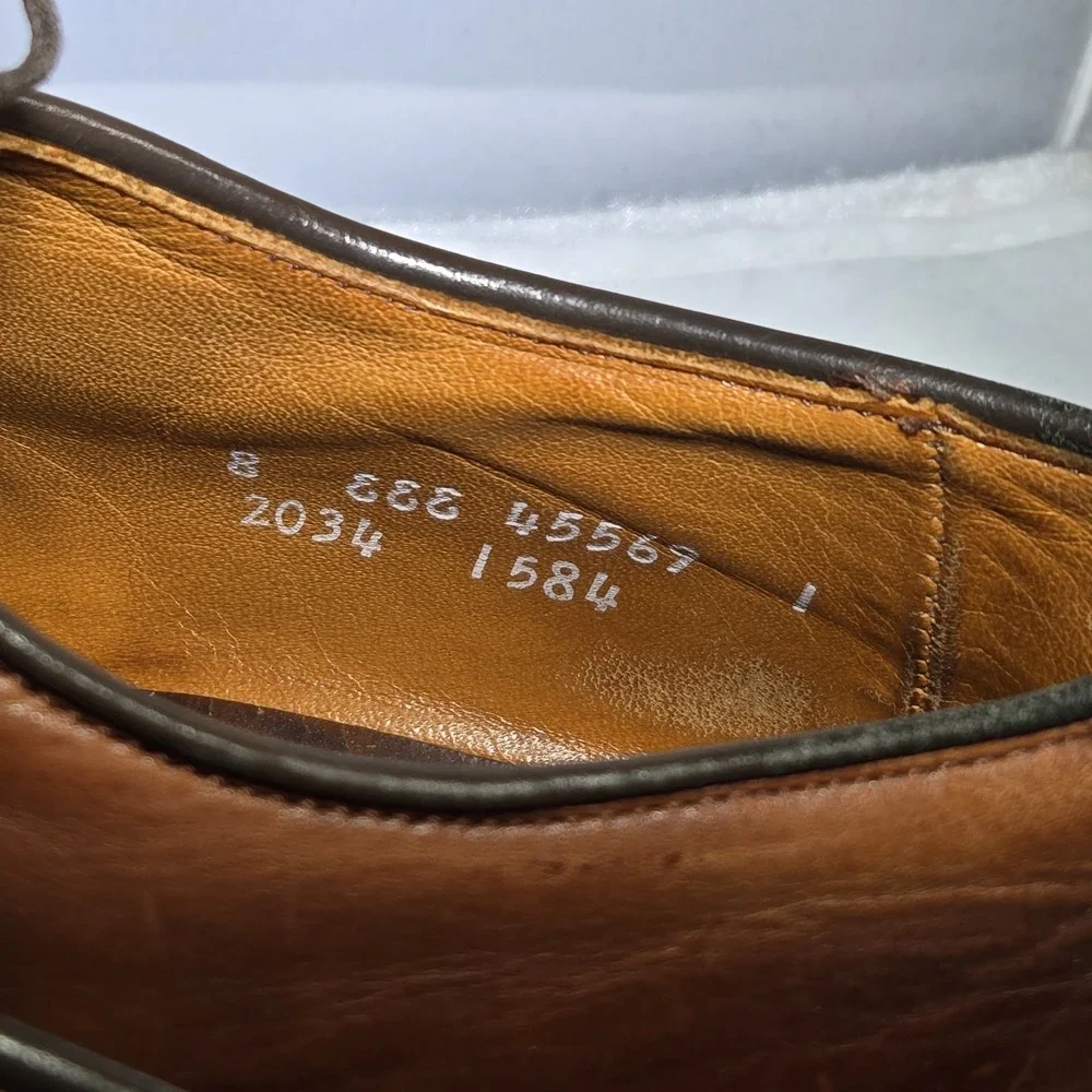 Allen Edmonds Mens Sz 8 Oxford Shoe Byron‎ Cap Toe Leather Dress Brown